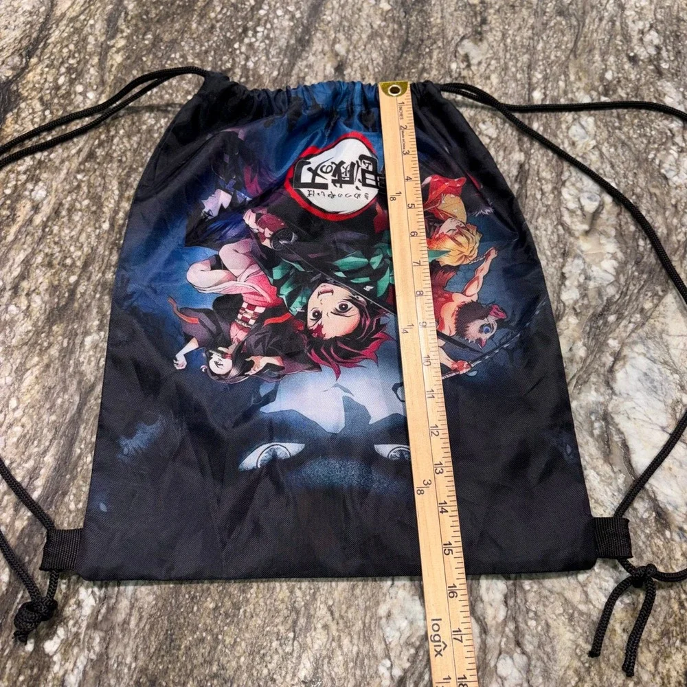 Anime Graphic Drawstring Cinch Bag Demon Slayer Kimetsu no Yaiba OS Black